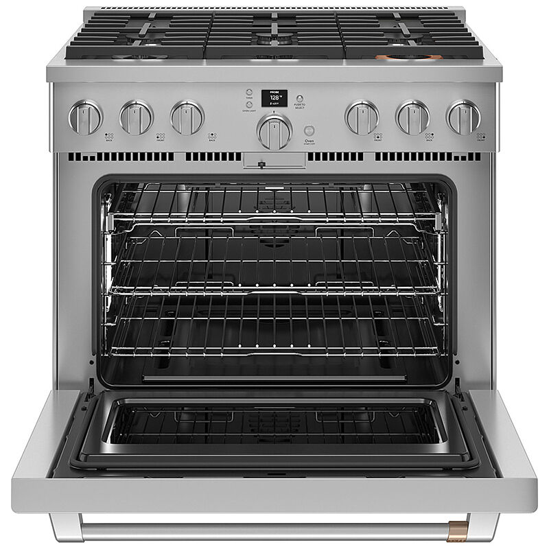 Cafe Commercial-Style 36 in. 6.2 cu. ft. Smart Air Fry Standard Convection Gas Range with 6 Sealed Burners - Stainless Steel, Stainless Steel, hires