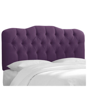 Skyline Furniture Tufted Velvet Fabric Queen Size Upholstered Headboard - Aubergine Purple, Aubergine, hires