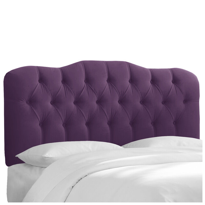 Skyline Furniture Tufted Velvet Fabric, How Do You Attach A Headboard To Purple Bed Frame
