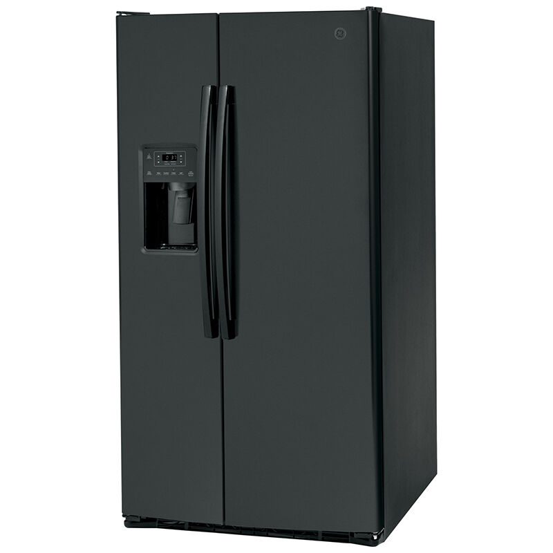 GE 36 in. 25.3 cu. ft. Side-by-Side Refrigerator with External Ice & Water Dispenser - Black, Black, hires