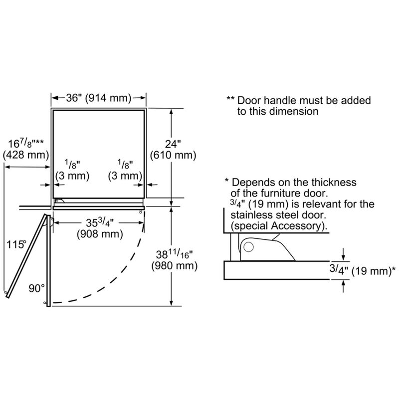 Thermador 36 in. 19.4 cu. ft. Built-in Smart Double-Drawers Upright Freezer with Ice-Maker & Adjustable Shelves - Custom Panel Ready, , hires
