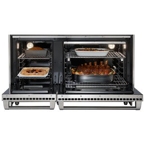 Wolf 48 in. 6.9 cu. ft. Double Oven Freestanding LP Gas Range with 4 Sealed Burners & Griddle - Stainless Steel, , hires
