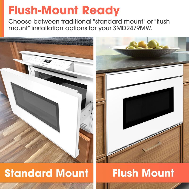 Sharp 24 in. 1.2 cu. ft. 950W Smart Drawer Microwave with Sensor Cooking - White, , hires