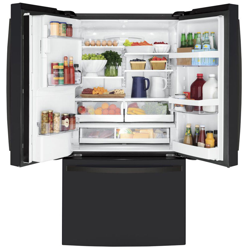 GE 36 in. 22.1 cu. ft. Counter Depth French Door Refrigerator with External Ice & Water Dispenser - Black Slate, Black Slate, hires