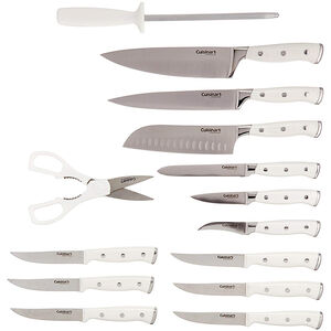 Cuisinart Triple Rivet Collection 15-Piece Cutlery Block Set-White, , hires