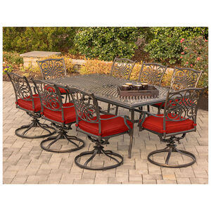 Hanover Traditions 9-Piece Dining Set in Red with 8 Swivel Rockers, , hires