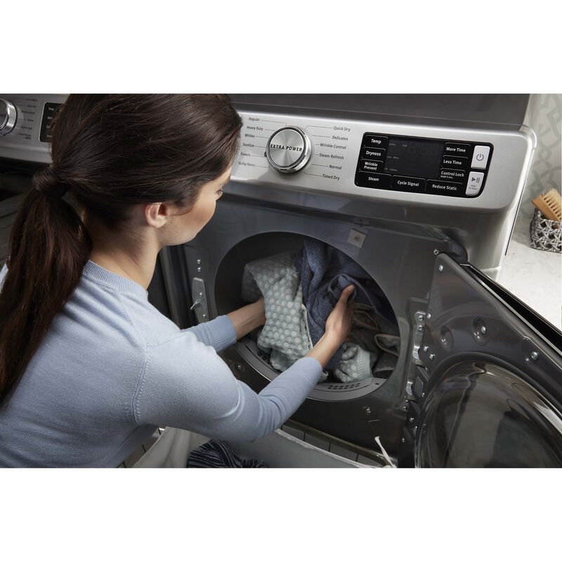 Maytag 27 in. 7.3 cu. ft. Stackable Gas Dryer with Extra Power, Sanitize, Steam & Quick Dry Cycle - Metallic Slate, Metallic Slate, hires