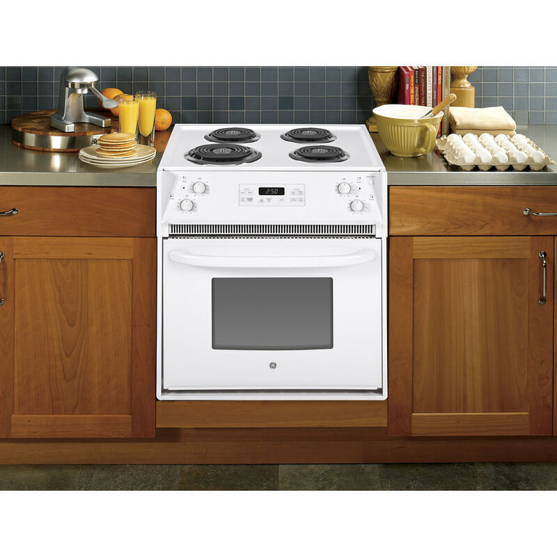 GE 27 in. 3.0 cu. ft. Oven Drop-In Electric Range with 4 Coil Burners -  White
