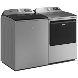 Maytag 27 in. 7.4 cu. ft. Smart Electric Dryer with Extra Power, Sensor Dry & Steam Cycle - Classic SIlver, Classic Silver, hires