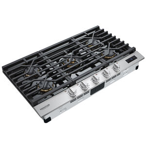 Signature Kitchen Suite 36 in. 5-Burner Smart Natural Gas Cooktop with Simmer Burner & Power Burner - Stainless Steel, , hires