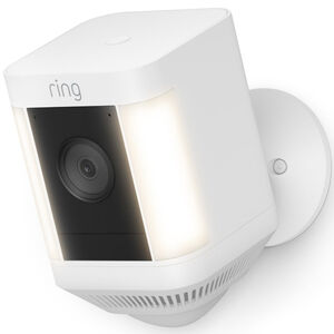 Ring - Spotlight Cam Plus Outdoor/Indoor Wireless 1080p Battery Surveillance Camera - White