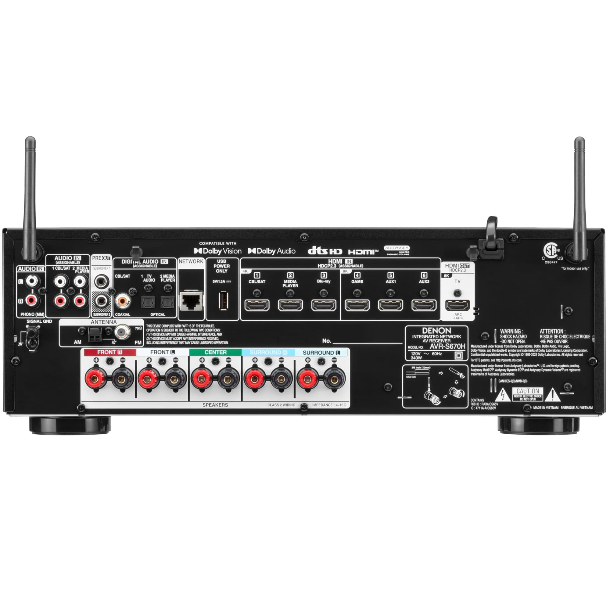 Denon 5.2 Ch. 75W 8K AV Receiver with Built-In HEOS - Black | P.C.