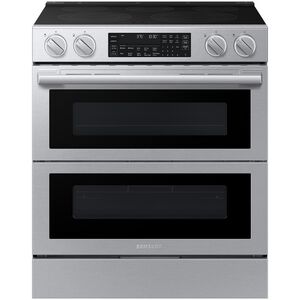 Samsung Bespoke 30 in. 6.1 cu. ft. Smart Air-Fry True European Convection Double Oven Slide-In Electric Range with Smoothtop Burners - Stainless Steel, , hires