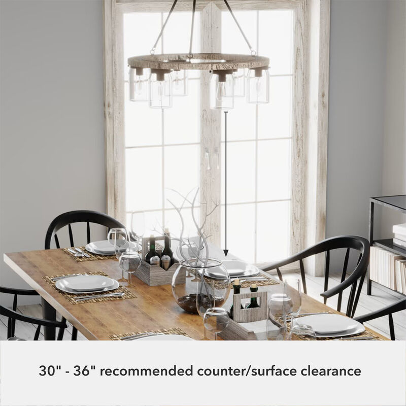 Hunter Devon Park 26.5 in. 6-Light Chandelier with Clear Glass - Onyx Bengal, , hires