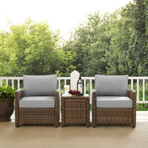 Crosley Bradenton 3-Piece Outdoor Chair and Side Table Set - Gray, , hires