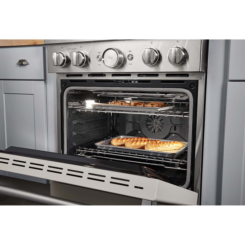 KitchenAid 30 in. 4.1 cu. ft. Smart True European Convection Dual Fuel Range with 4 Sealed Burners - Milkshake, , hires