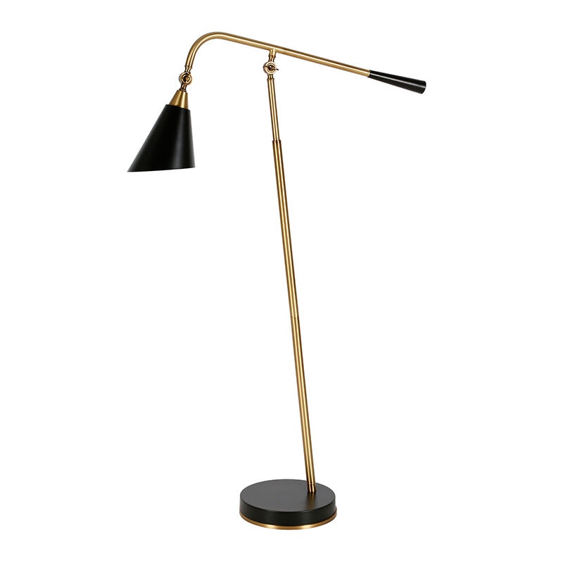 Hudson & Canal Vidal Two-Tone Brass and Matte Black Floor Lamp, , hires