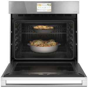Cafe 30 in. 5 cu. ft. Smart Electric Single Wall Oven with True European Convection - Platinum Glass, Platinum Glass, hires