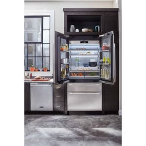 Signature Kitchen Suite 36 in. 19.3 cu. ft. Built-In Smart Counter Depth 4-Door French Door Refrigerator with Internal Water Dispenser - Custom Panel Ready, , hires
