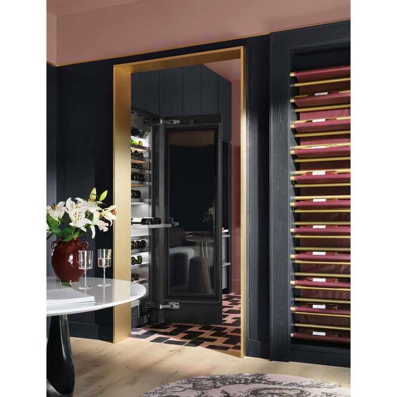 Signature Kitchen Suite Instaview 24 in. Built-in Smart Wine Cooler with Metal & Wood Racks, Multi-Temperature Zones & 113 Bottle Capacity - Custom Panel Ready, , hires