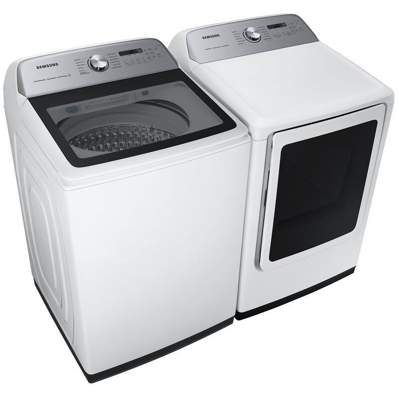 Samsung 27 in. 7.4 cu. ft. Front Loading Electric Dryer with 12 Dryer Programs, 10 Dry Options, Sanitize Cycle, Wrinkle Care & Sensor Dry - White, White, hires