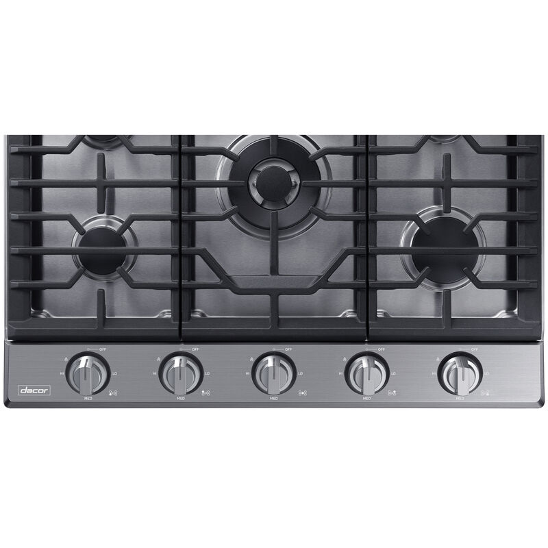 Dacor Transitional 30 in. 5-Burner Smart Natural Gas Cooktop with Griddle, Simmer Burner & Power Burner - Silver Stainless, , hires