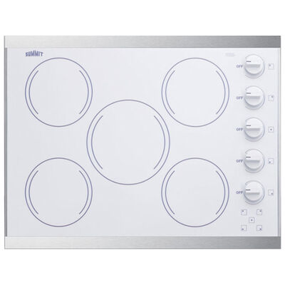 Summit 27 in. Electric Cooktop with 5 Radiant Burners - White | CRS5B14W