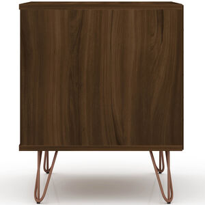 Manhattan Comfort Rockefeller Mid-Century Modern 1-Drawer Nightstand Brown, Brown, hires