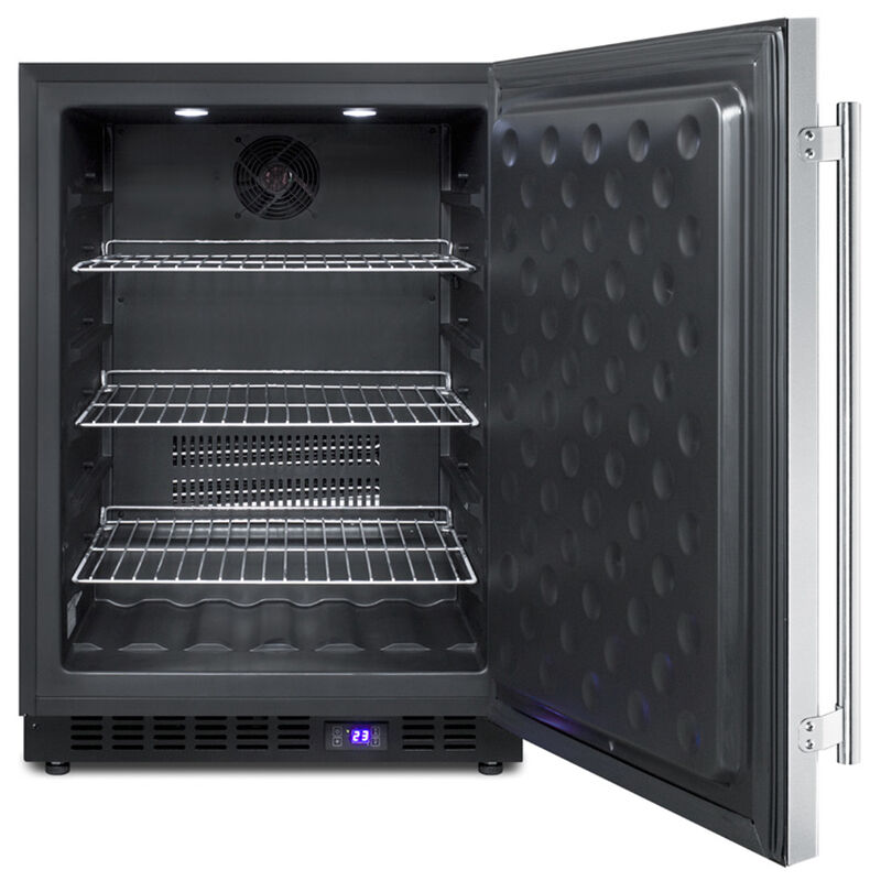 Summit 24 in. 4.7 cu. ft. Built-In Outdoor Frost Free Compact Upright Freezer with Adjustable Shelves - Stainless Steel, , hires