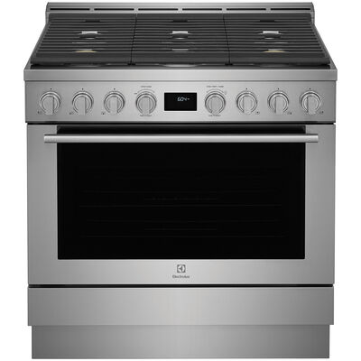 Electrolux 36 in. 4.4 cu. ft. Convection Oven Freestanding Gas Range with 6 Sealed Burners - Stainless Steel | ECFG3668AS