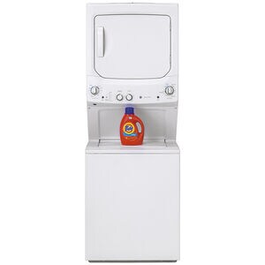 GE 27 in. Laundry Center with 3.8 cu. ft. Washer with 11 Wash Programs & 5.9 cu. ft. Gas Dryer with 4 Dryer Programs & Wrinkle Care - White, White, hires