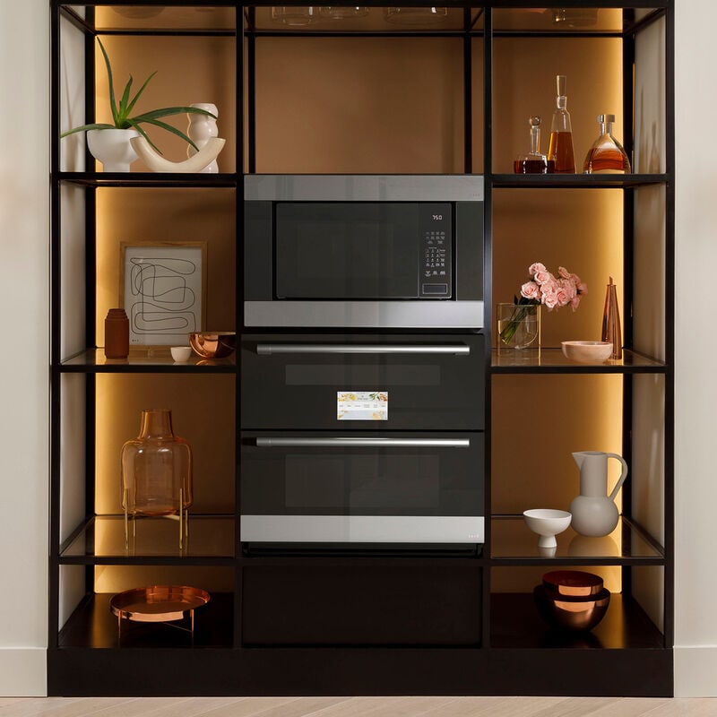 Cafe 30 in. 5 cu. ft. Smart Front Control Electric Double Wall Oven with True European Convection - Platinum Glass, Platinum Glass, hires