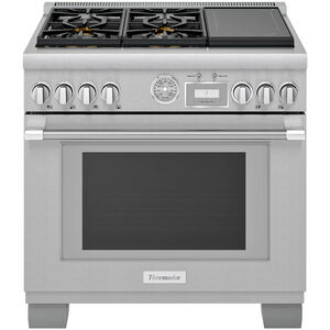 Thermador Pro Grand Professional Series 36 in. 5.7 cu. ft. Smart Convection Oven Freestanding Dual Fuel Range with 4 Sealed Burners & 2 Induction Zones - Stainless Steel, , hires