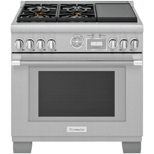Thermador Pro Grand Professional Series 36 in. 5.7 cu. ft. Smart True European Convection Dual Fuel Range with 4 Sealed Burners - Stainless Steel, , hires