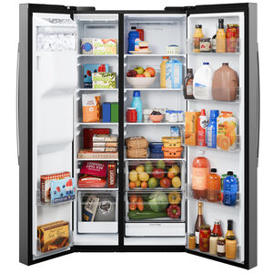 GE 36 in. 27.9 cu. ft. Side-by-Side Refrigerator with Ice & Water Dispenser - Fingerprint Resistant Stainless, , hires