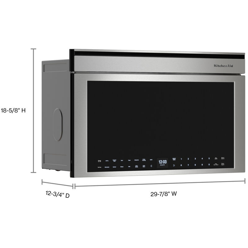 KitchenAid 30 in. 1.1 cu. ft. 950W Smart Built-In Microwave with Convection & Sensor Cooking - Stainless Steel with PrintShield Finish, , hires