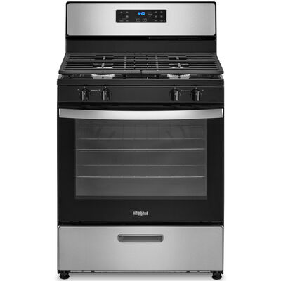 Whirlpool 30 in. 5.1 cu. ft. Oven Freestanding Gas Range with 4 Sealed Burners - Stainless Steel | WFG320M0MS