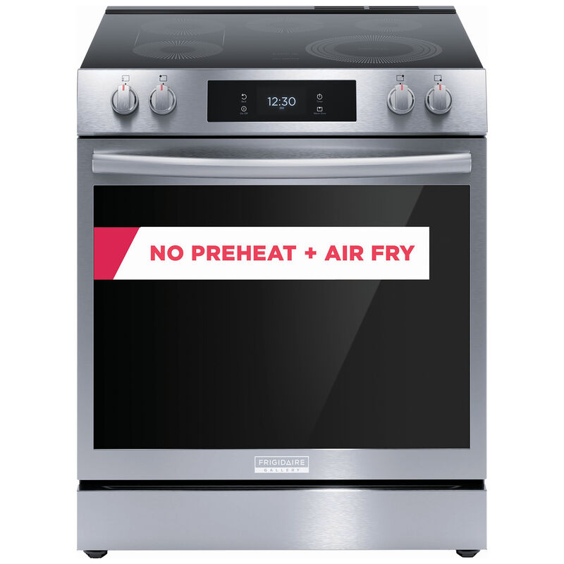 Frigidaire Gallery 30 in. 6.2 cu. ft. Air Fry True European Convection Steam Electric Range with Smoothtop Burners - Stainless Steel, , hires