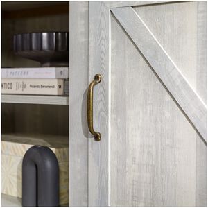 Walker Edison Barn Door 70 in. Modern Farmhouse TV Stand - Stone Gray, , hires