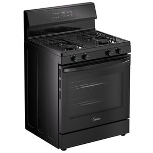 Midea 30 in. 6.1 cu. ft. Gas Range with 4 Sealed Burners - Black, Black, hires