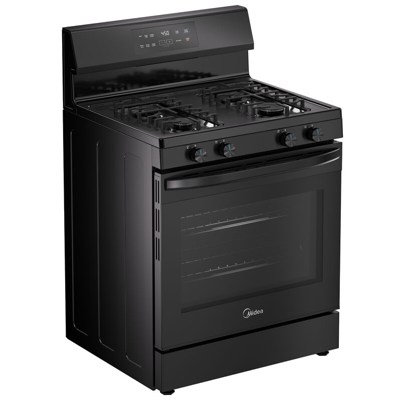 Midea 30 in. 6.1 cu. ft. Gas Range with 4 Sealed Burners - Black, Black, hires