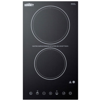 Summit 12 in. Electric Cooktop with 2 Smoothtop Burners - Black | CR2B23T3B
