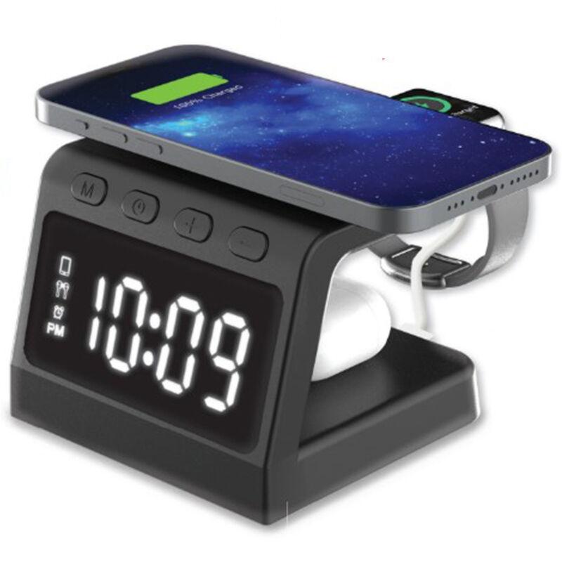 - Timex Alarm Clock with 15W Fast Wireless Charging Station, AirPods Charging Pad and Apple Watch Mount - Black (TWW30), , hires