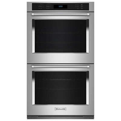 KitchenAid 30 in. 10.0 cu. ft. Electric Double Wall Oven with True European Convection & Self Clean - Stainless Steel | KOED530PSS