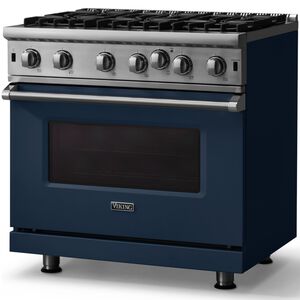 Viking 5 Series 36 in. 5.1 cu. ft. Standard Convection Gas Range with Open Burners - Slate Blue, , hires
