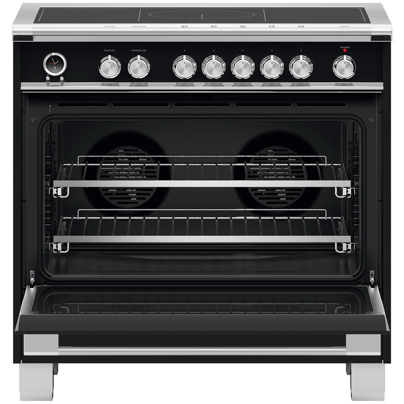 Fisher & Paykel Series 9 Classic 36 in. 4.9 cu. ft. True European Convection Electric Range with 5 Induction Burners - Black, , hires