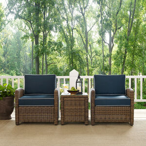 Crosley Bradenton 3-Piece Outdoor Chair and Side Table Set - Navy, , hires