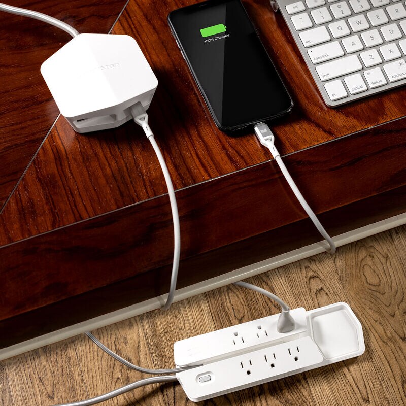 Monster Cable Power Center Vertex 6AC + 3 USB Hub (2.14amp 2 USB-A, 20W 1 USB-C) 6ft Cord 3000J Surge Protection - Black, , hires