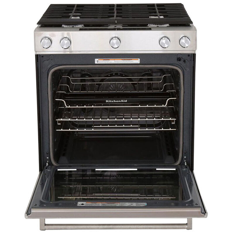 KitchenAid 30 in. 5.8 cu. ft. True European Convection Slide-In Gas Range with 5 Sealed Burners - Stainless Steel, , hires