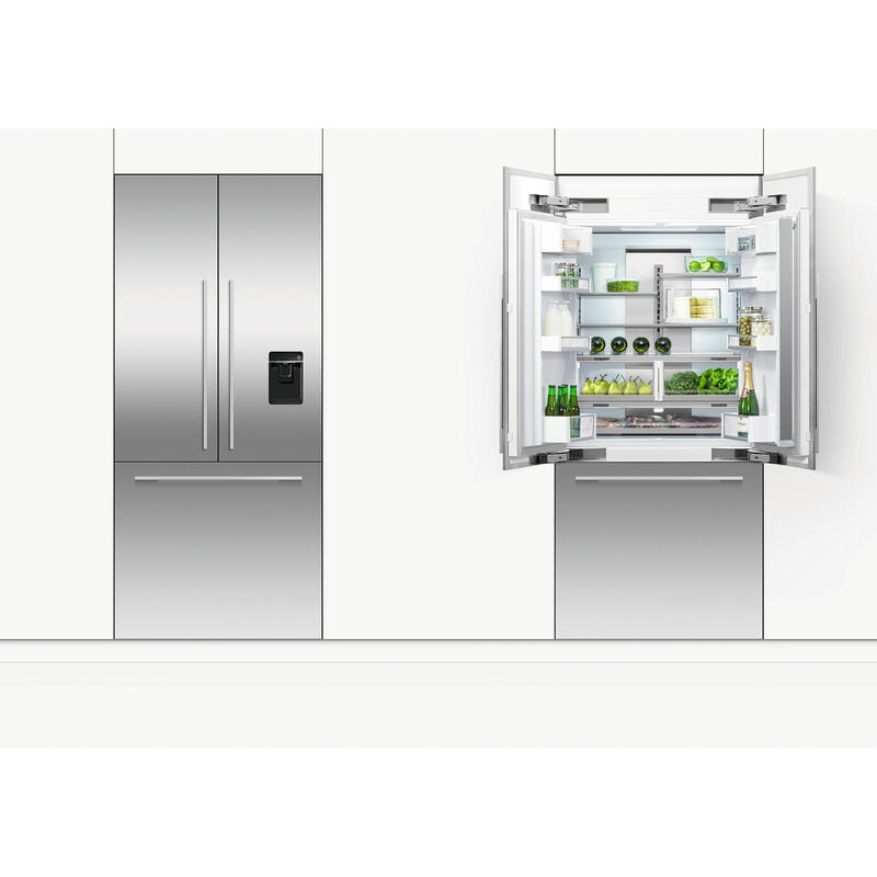 Fisher & Paykel Series 7 Integrated 36 in. 17.0 cu. ft. Built-In Counter Depth 80 Heigh French Door Refrigerator with Water Dispenser - Required Stainless Door Panels and Handles Sold Separately Does Not Accept Custom Cabinetry Panel, , hires